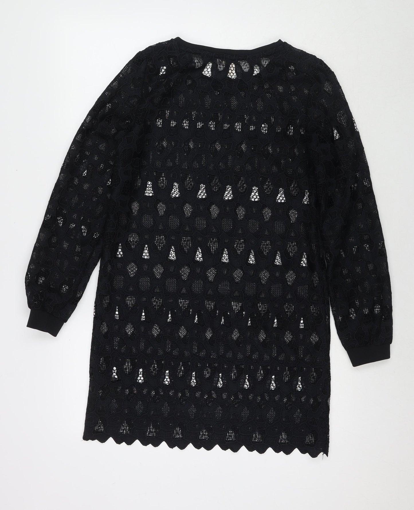 H&M Womens Black Cotton Jumper Dress Size 6 Round Neck Pullover