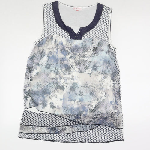 Kalisson Womens Multicoloured Geometric Polyester Basic Tank Size XL Round Neck