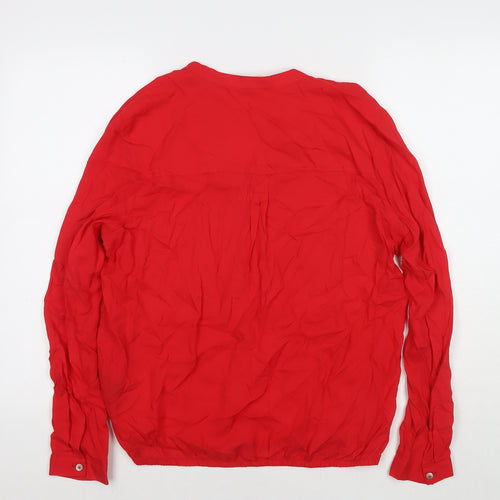 Q/S Womens Red Modal Basic Blouse Size 14 V-Neck