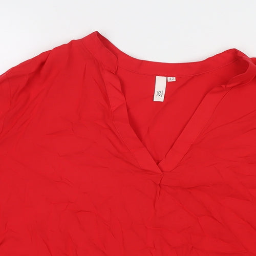 Q/S Womens Red Modal Basic Blouse Size 14 V-Neck