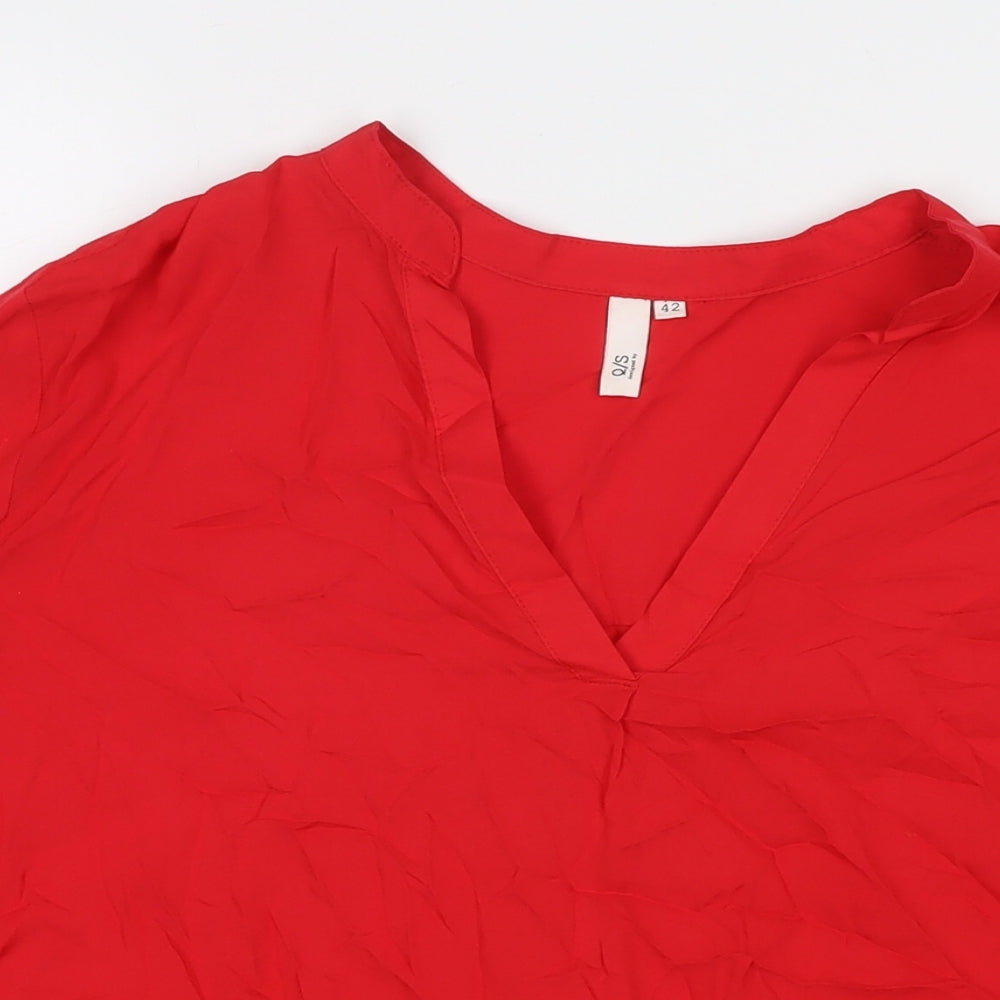 Q/S Womens Red Modal Basic Blouse Size 14 V-Neck