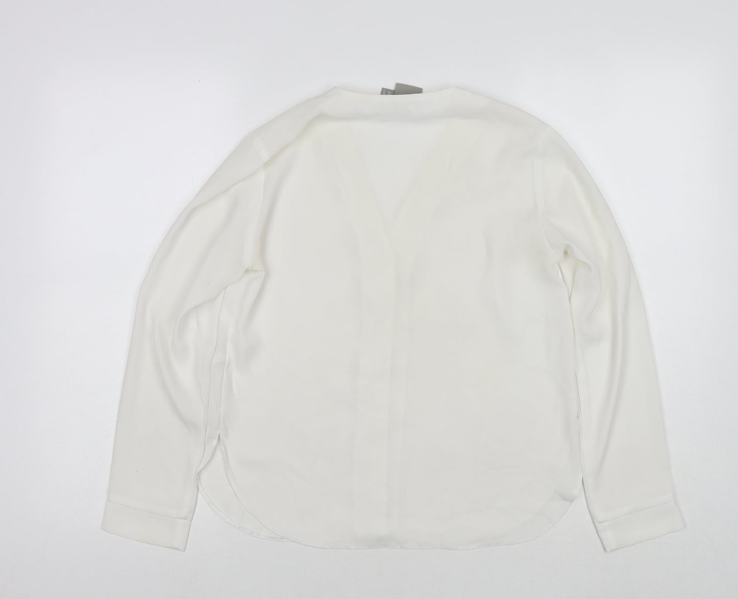 ASOS Womens White Polyester Basic Button-Up Size 8 V-Neck