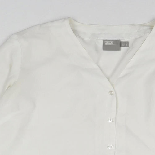 ASOS Womens White Polyester Basic Button-Up Size 8 V-Neck