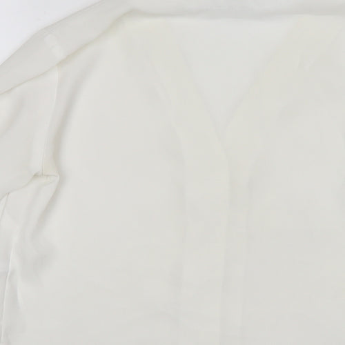 ASOS Womens White Polyester Basic Button-Up Size 8 V-Neck