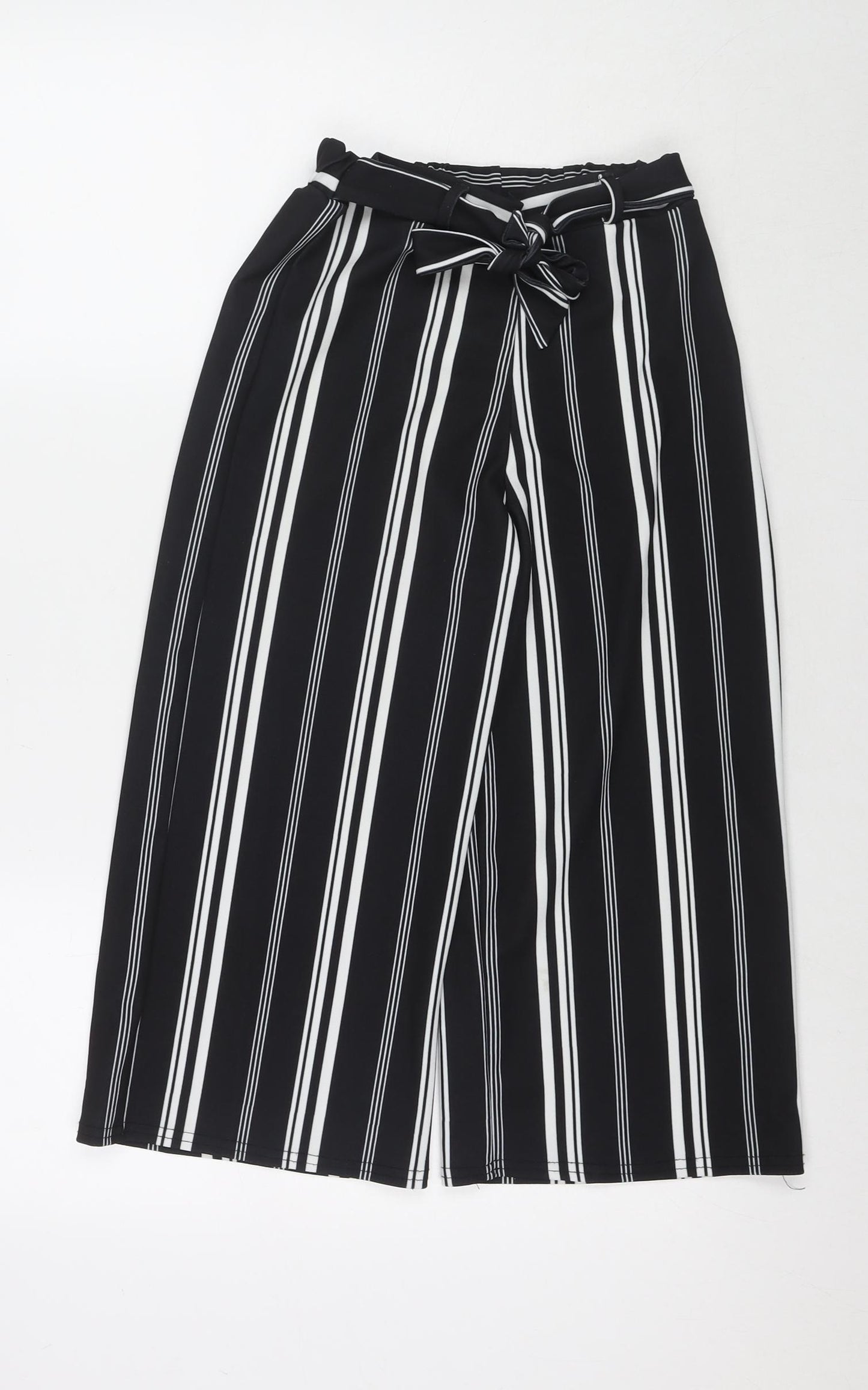 New Look Girls Black Striped Polyester Bloomer Trousers Size 10-11 Years Regular Tie