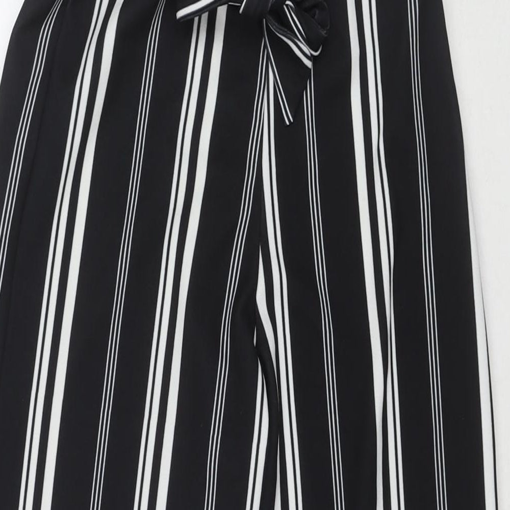 New Look Girls Black Striped Polyester Bloomer Trousers Size 10-11 Years Regular Tie