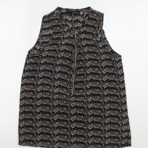 The Kooples Womens Black Geometric Polyester Basic Tank Size XS Round Neck
