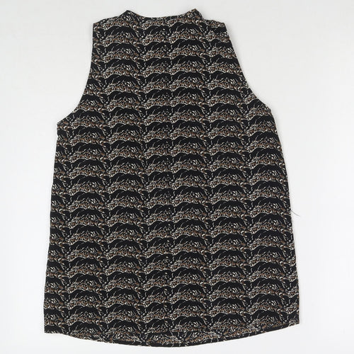 The Kooples Womens Black Geometric Polyester Basic Tank Size XS Round Neck