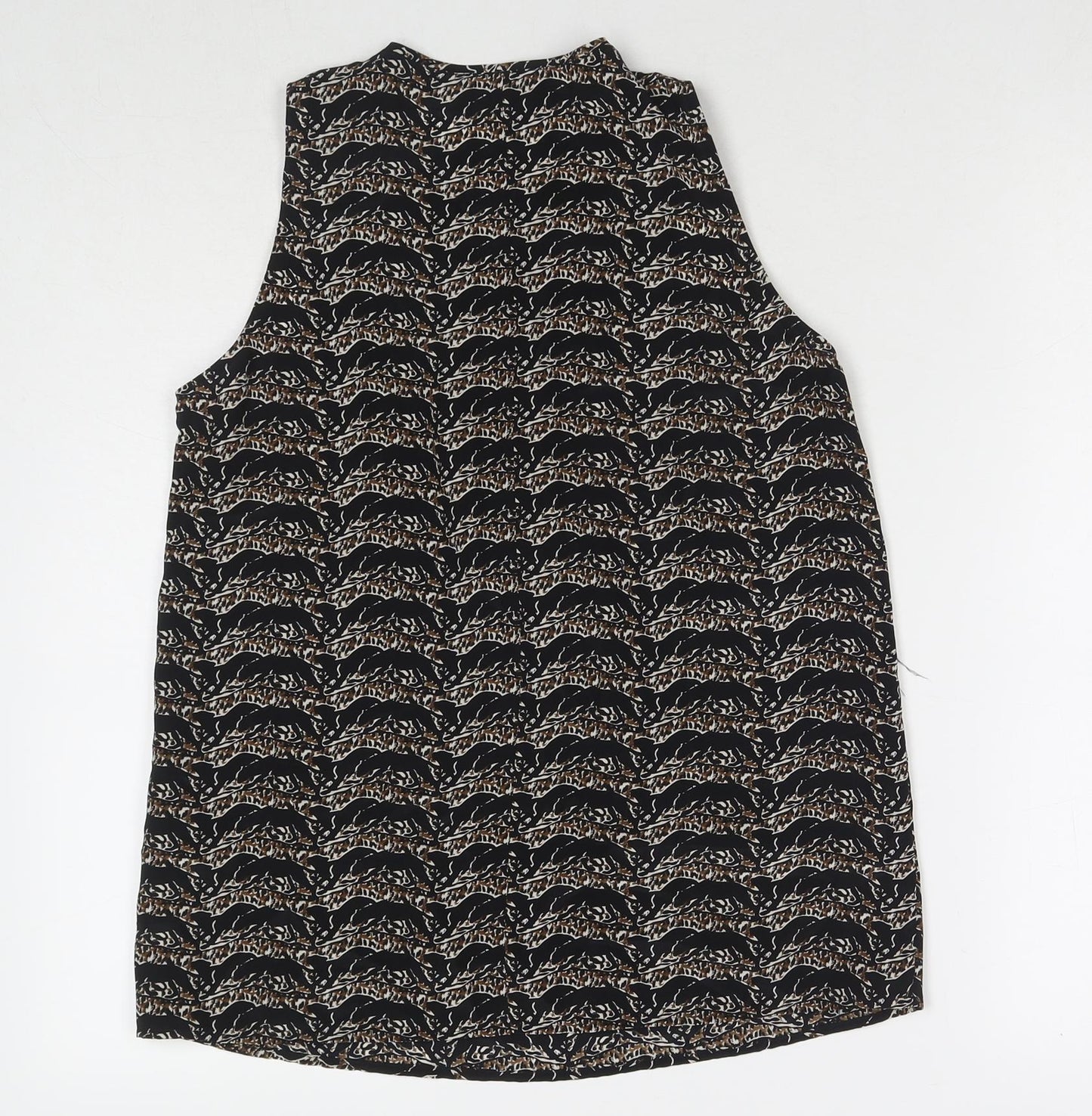 The Kooples Womens Black Geometric Polyester Basic Tank Size XS Round Neck