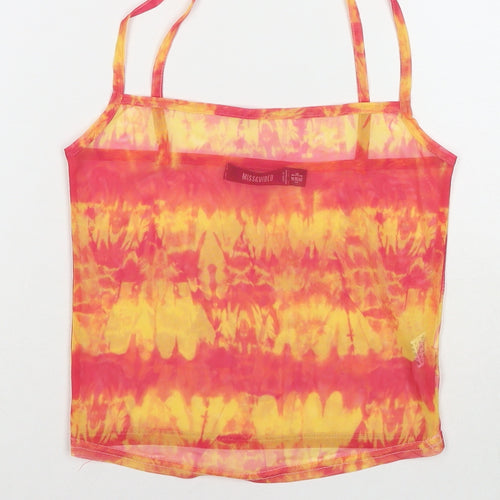 Missguided Womens Orange Colourblock Polyester Cropped Tank Size 8 Square Neck