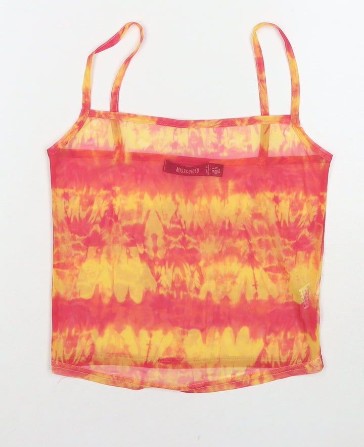 Missguided Womens Orange Colourblock Polyester Cropped Tank Size 8 Square Neck