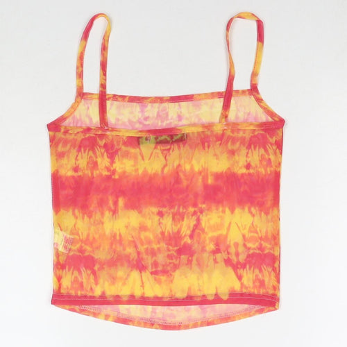 Missguided Womens Orange Colourblock Polyester Cropped Tank Size 8 Square Neck