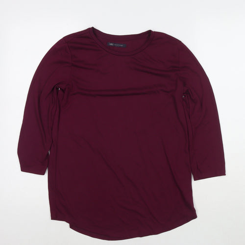 Marks and Spencer Womens Purple Polyester Jersey T-Shirt Size 8 Round Neck