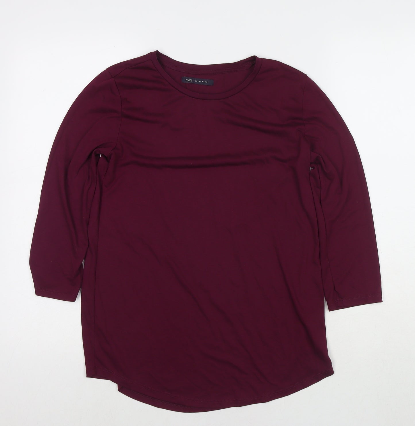 Marks and Spencer Womens Purple Polyester Jersey T-Shirt Size 8 Round Neck