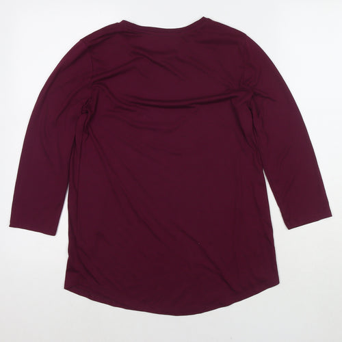 Marks and Spencer Womens Purple Polyester Jersey T-Shirt Size 8 Round Neck