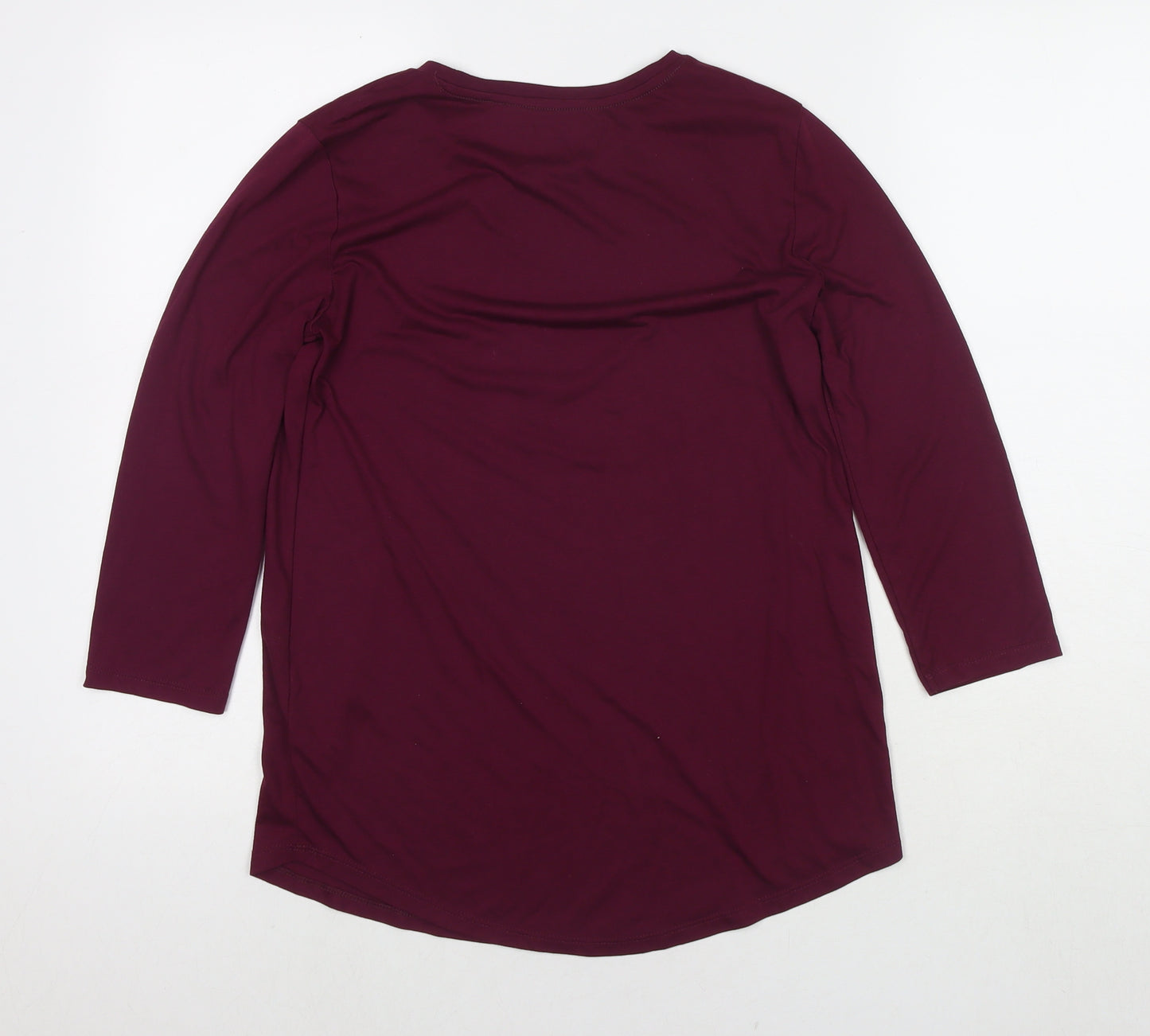 Marks and Spencer Womens Purple Polyester Jersey T-Shirt Size 8 Round Neck