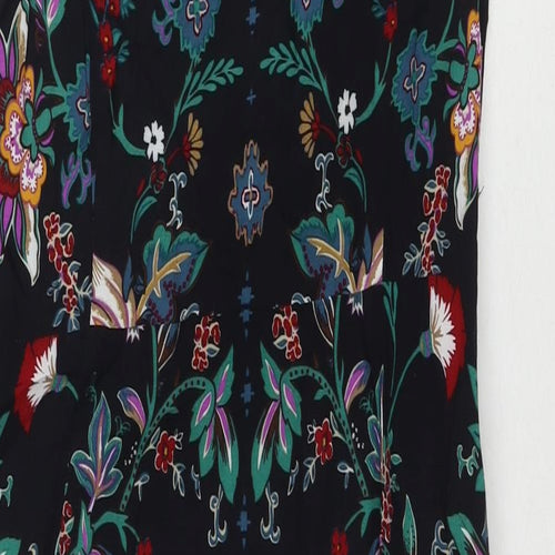 Whistles Womens Black Floral Viscose Tank Dress Size 12 Round Neck Pullover