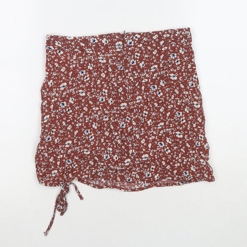 Pacific Republic Womens Brown Floral Polyester Mini Skirt Size M Zip