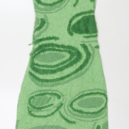 Interdee Womens Green Geometric Polyester Maxi Size M Scoop Neck Pullover