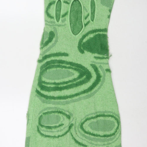 Interdee Womens Green Geometric Polyester Maxi Size M Scoop Neck Pullover