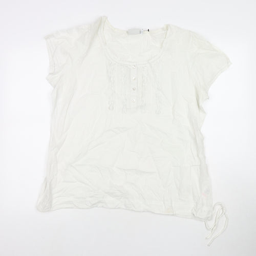 NEXT Womens White Cotton Basic T-Shirt Size 20 Round Neck