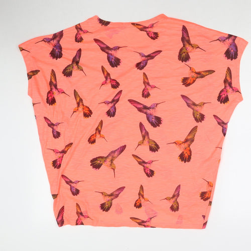 QED London Womens Pink Polyester Basic T-Shirt Size S Round Neck - Birds