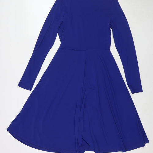 Stella Womens Blue Polyester Fit & Flare Size S V-Neck Pullover