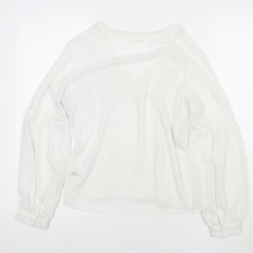 Grace & MIla Womens White Polyester Basic Blouse Size S V-Neck