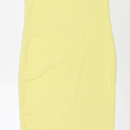 I SAW IT FIRST Womens Yellow Polyester Bodycon Size 8 Round Neck Pullover