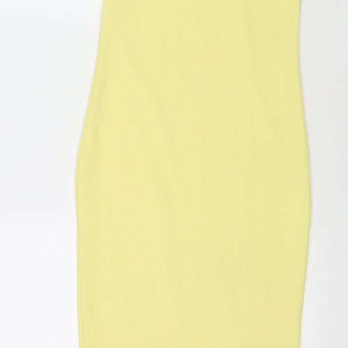 I SAW IT FIRST Womens Yellow Polyester Bodycon Size 8 Round Neck Pullover