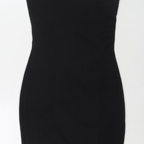 Boohoo Womens Black Polyester Bodycon Size 8 Square Neck Pullover