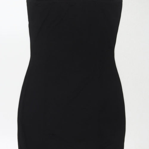 Boohoo Womens Black Polyester Bodycon Size 8 Square Neck Pullover