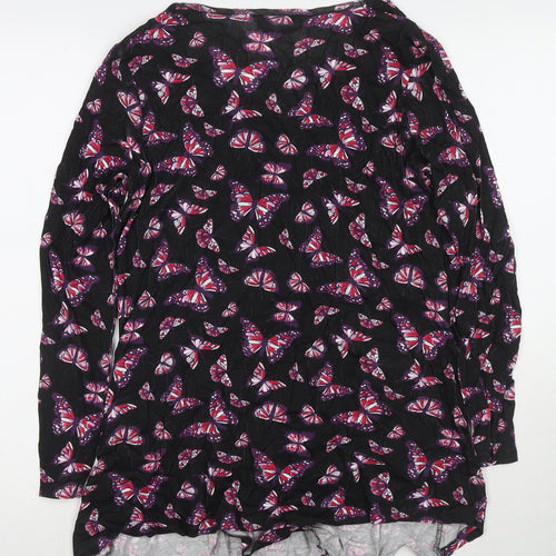Be You Womens Black V-Neck Geometric Viscose Cape Jumper Size 14 - Butterflies