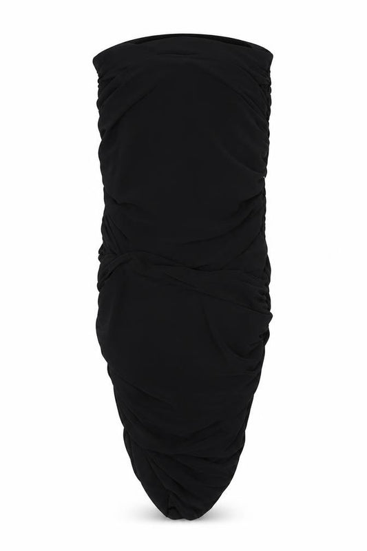 Front view of PRETTYLITTLETHING women’s black polyester bandage skirt, size UK 8