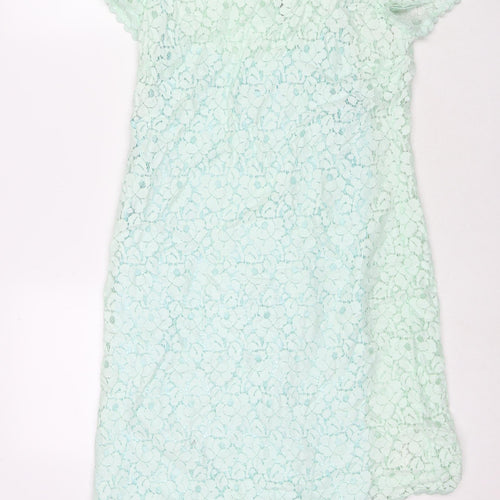 Marks and Spencer Womens Blue Cotton T-Shirt Dress Size 12 Round Neck Zip