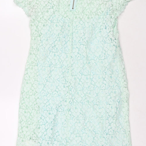 Marks and Spencer Womens Blue Cotton T-Shirt Dress Size 12 Round Neck Zip