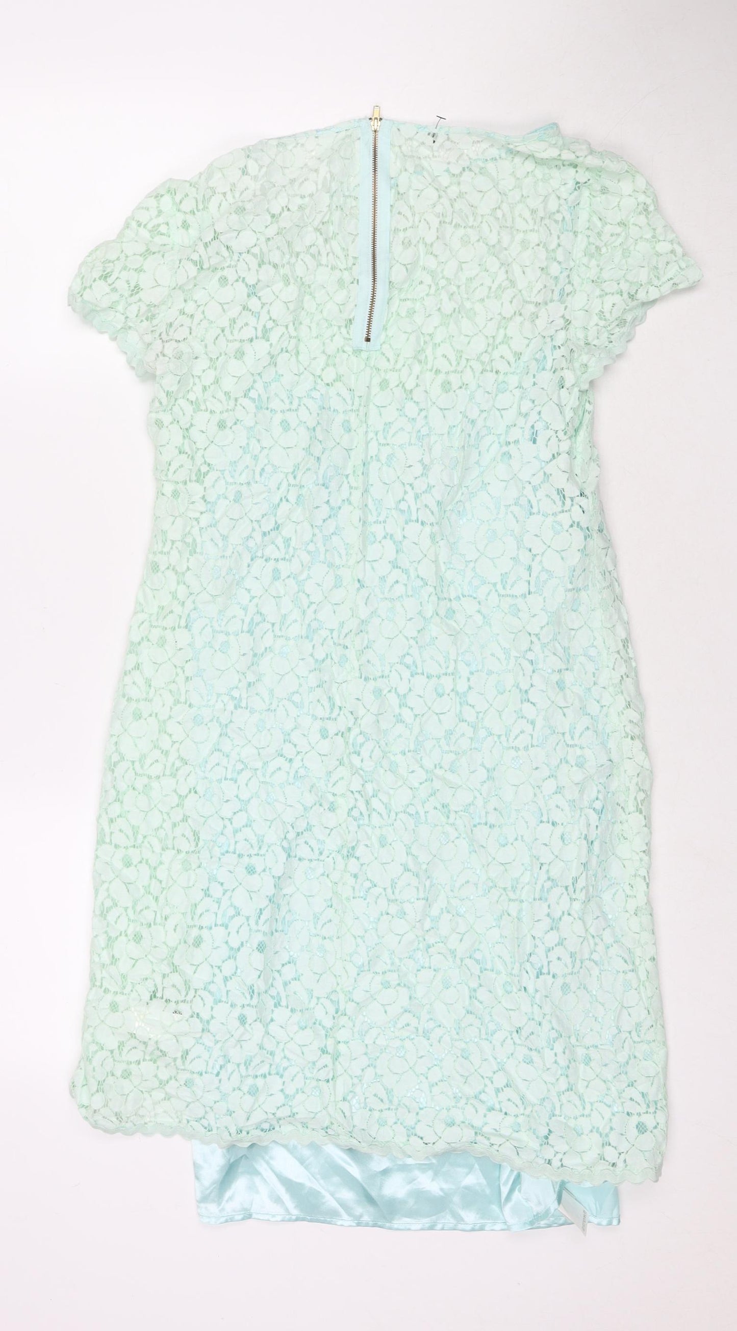 Marks and Spencer Womens Blue Cotton T-Shirt Dress Size 12 Round Neck Zip