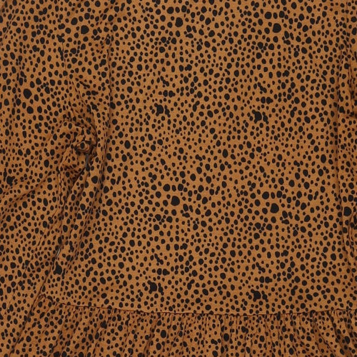 Stradivarius Womens Brown Polka Dot Polyester Fit & Flare Size S Round Neck Pullover