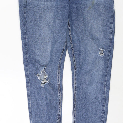 Topshop Womens Blue Cotton Skinny Jeans Size 30 L30 in Regular Zip