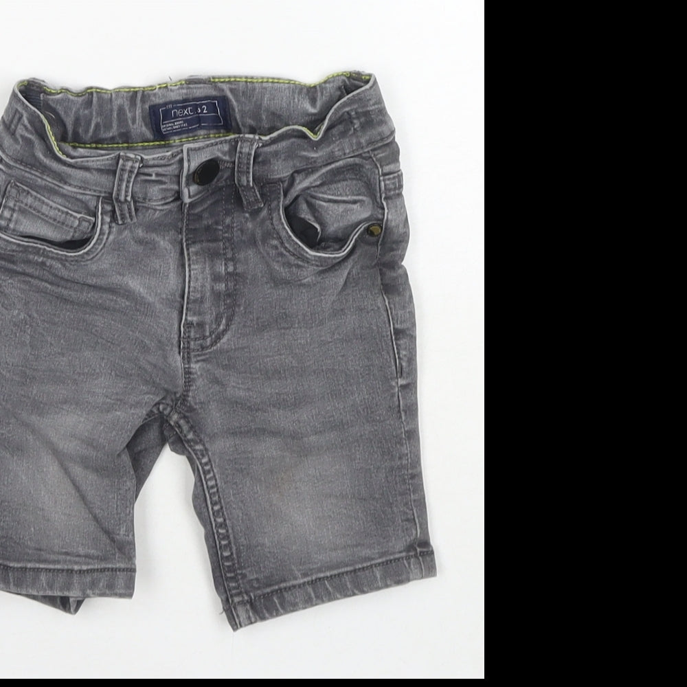 NEXT Boys Grey Cotton Bermuda Shorts Size 3 Years Regular Buckle