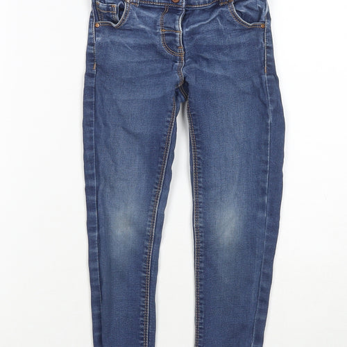 NEXT Girls Blue Cotton Skinny Jeans Size 4-5 Years Regular Button