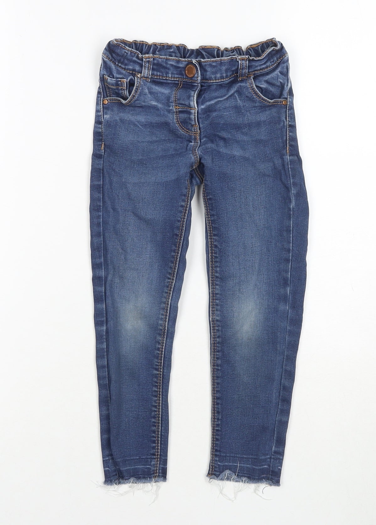 NEXT Girls Blue Cotton Skinny Jeans Size 4-5 Years Regular Button