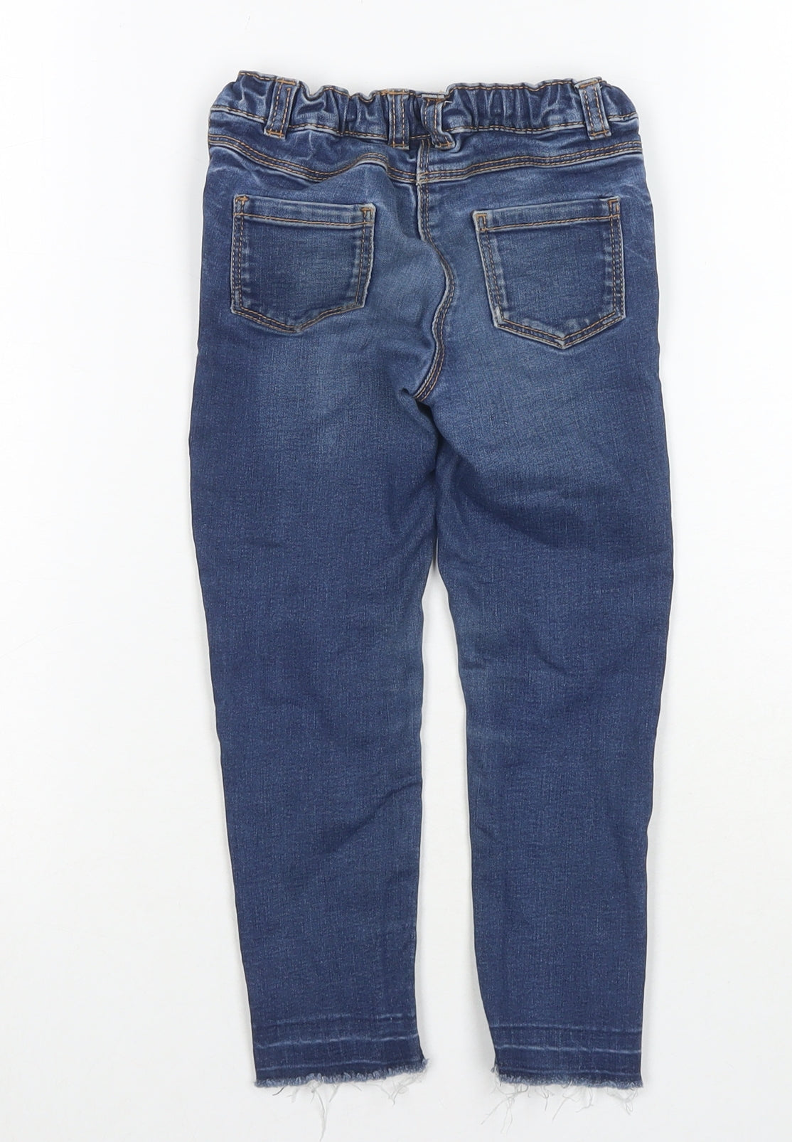 NEXT Girls Blue Cotton Skinny Jeans Size 4-5 Years Regular Button