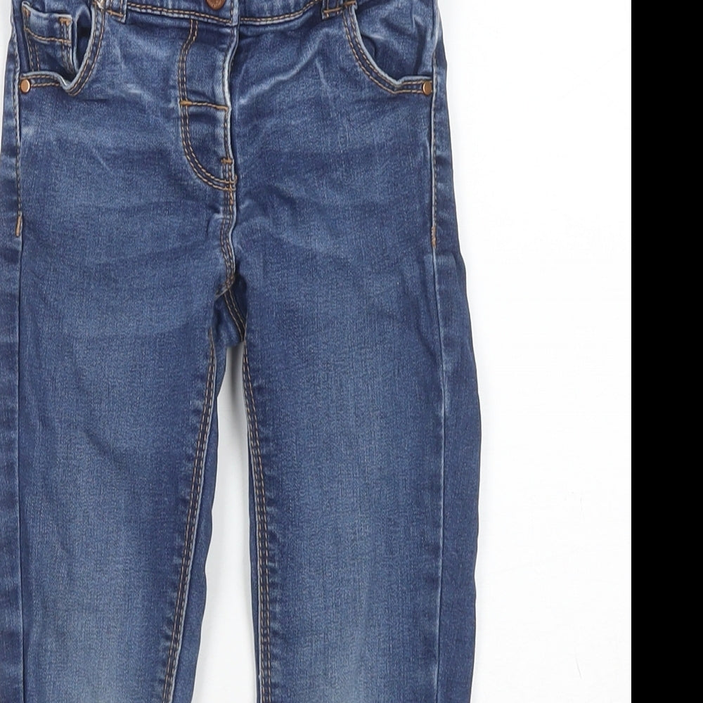 NEXT Girls Blue Cotton Skinny Jeans Size 4-5 Years Regular Button