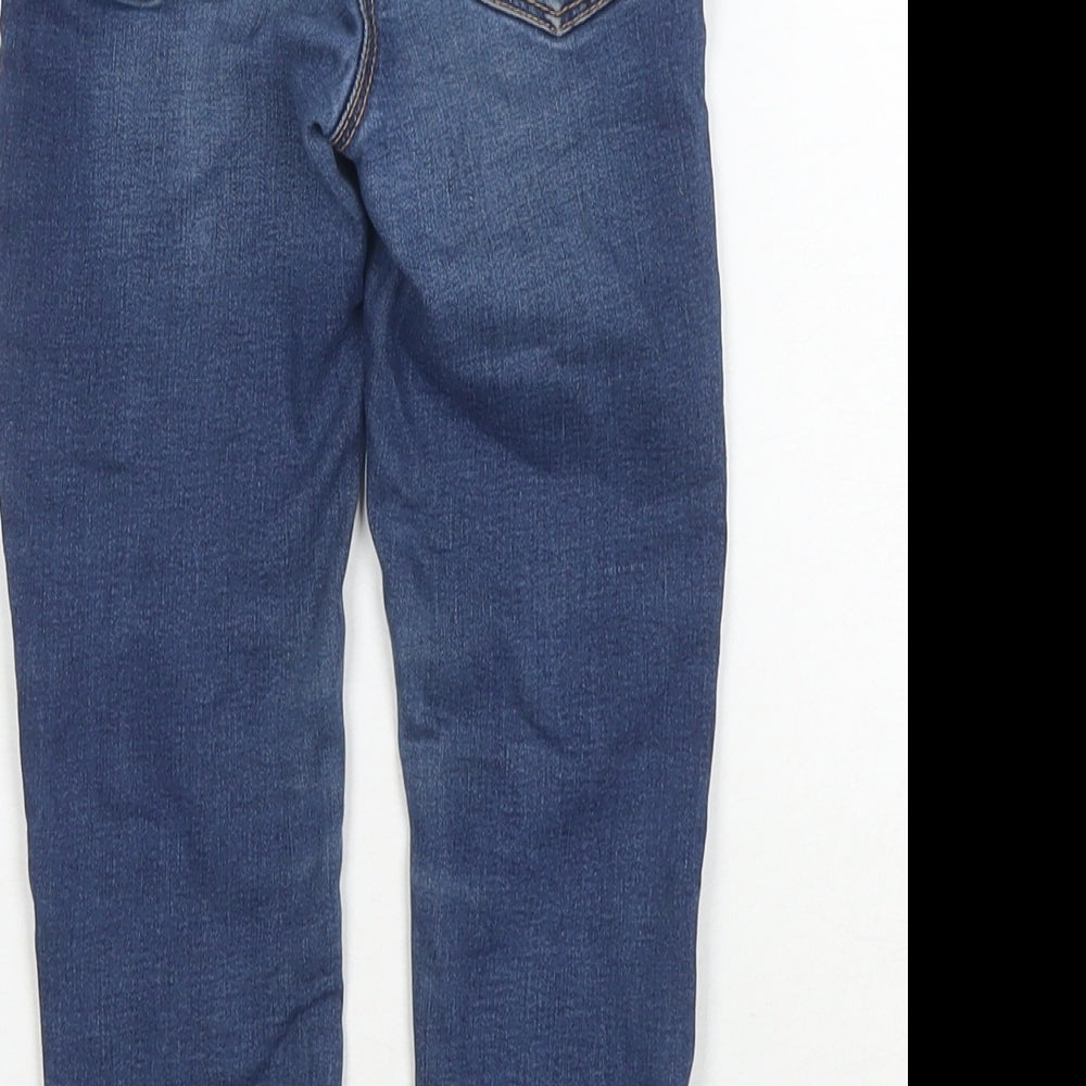 NEXT Girls Blue Cotton Skinny Jeans Size 4-5 Years Regular Button
