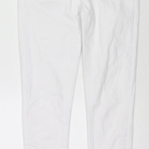 Jeans Womens White Cotton Skinny Jeans Size 8 L24 in Regular Zip