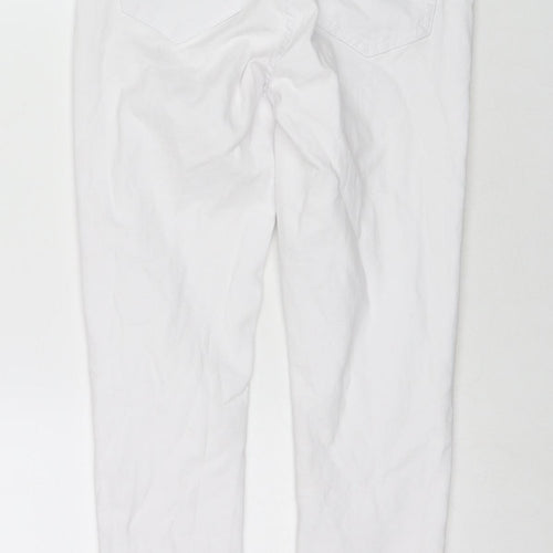 Jeans Womens White Cotton Skinny Jeans Size 8 L24 in Regular Zip