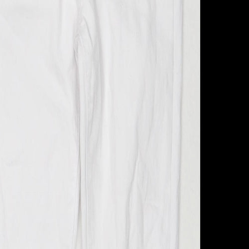 Jeans Womens White Cotton Skinny Jeans Size 8 L24 in Regular Zip