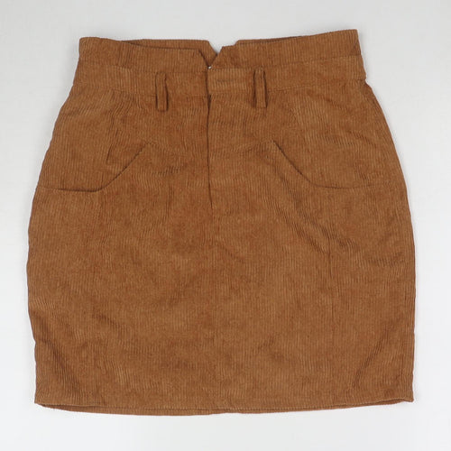 Dancing Leopard Womens Brown Cotton A-Line Skirt Size 10 Zip