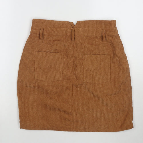 Dancing Leopard Womens Brown Cotton A-Line Skirt Size 10 Zip